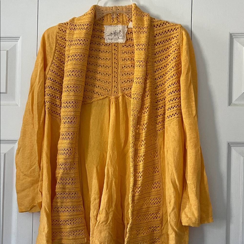 Anthropologie Angel of the North Cardigan Sweater - Mustard Yellow